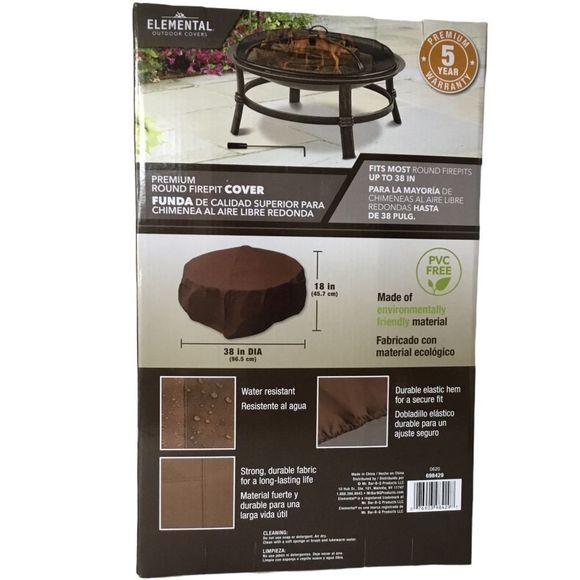 Elemental Round Fire Pit Elasticized Cover 38” Water & UV Resistant NEW IN BOX - Picture 1 of 10